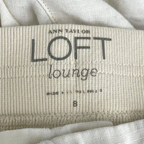 LOFT Lounge Linen Roll Hem Wide Leg Pants Women's Size 8 - Picture 3 of 8
